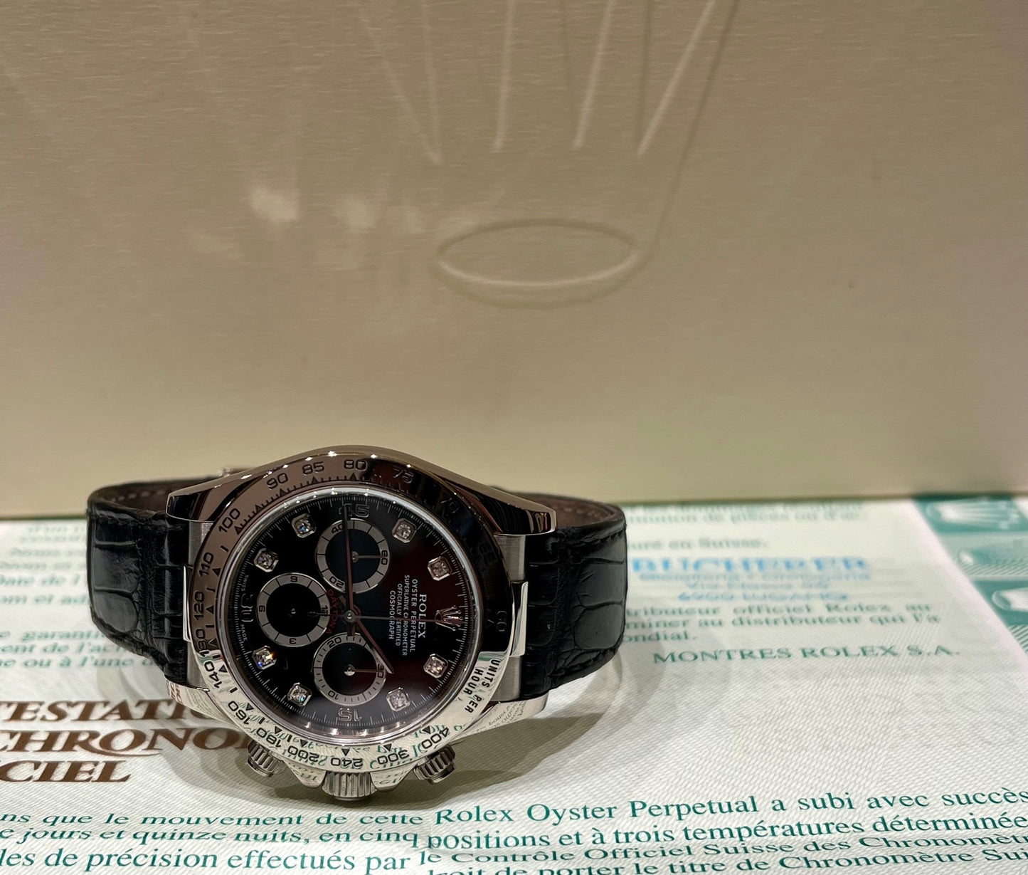 Rolex Daytona 16519 Zenith Ser. A Full Set Black Dial Diamond Index