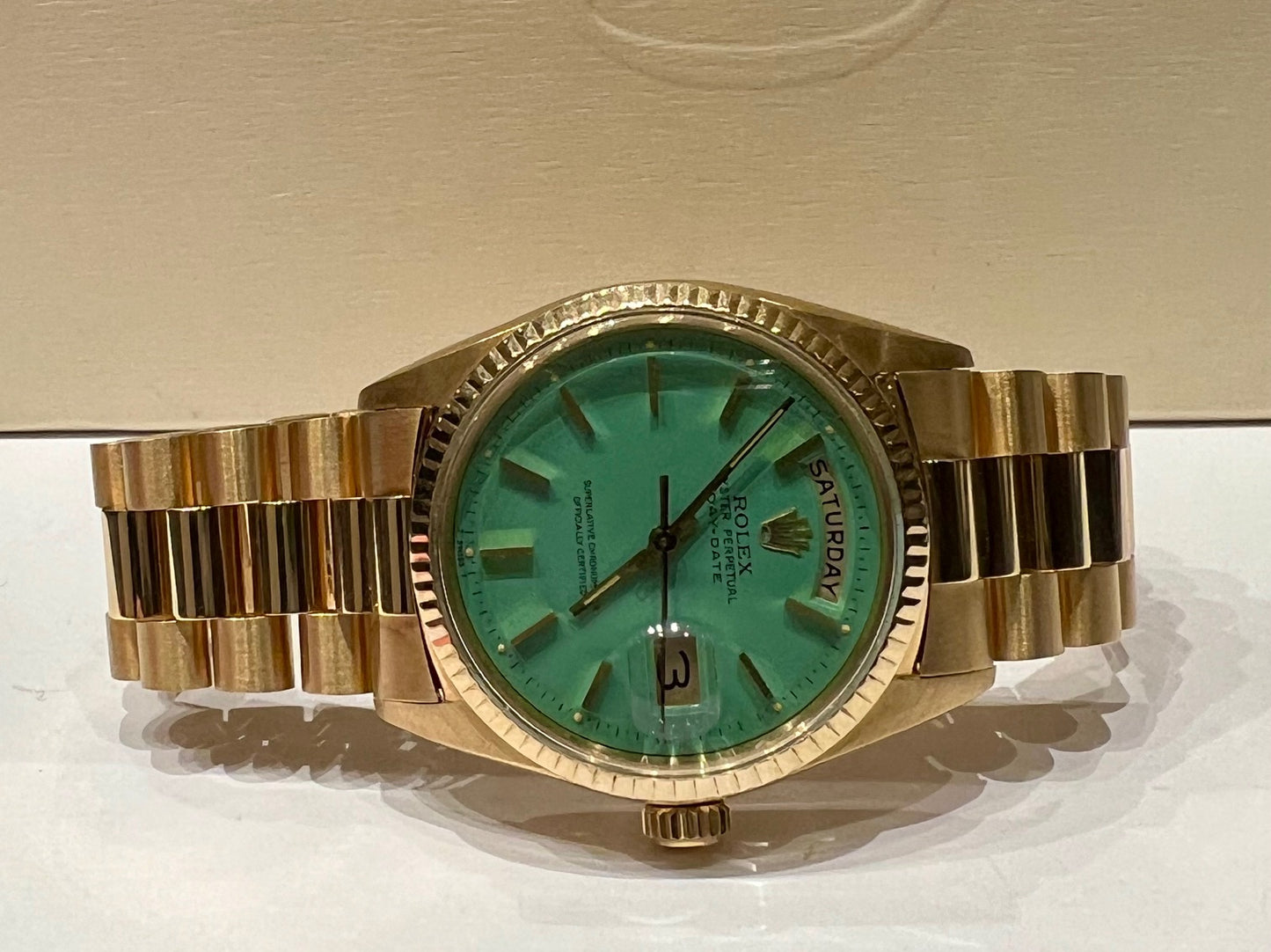 Rolex Day-Date 36mm Green Acquamarina Dial 1972 Box&Paper