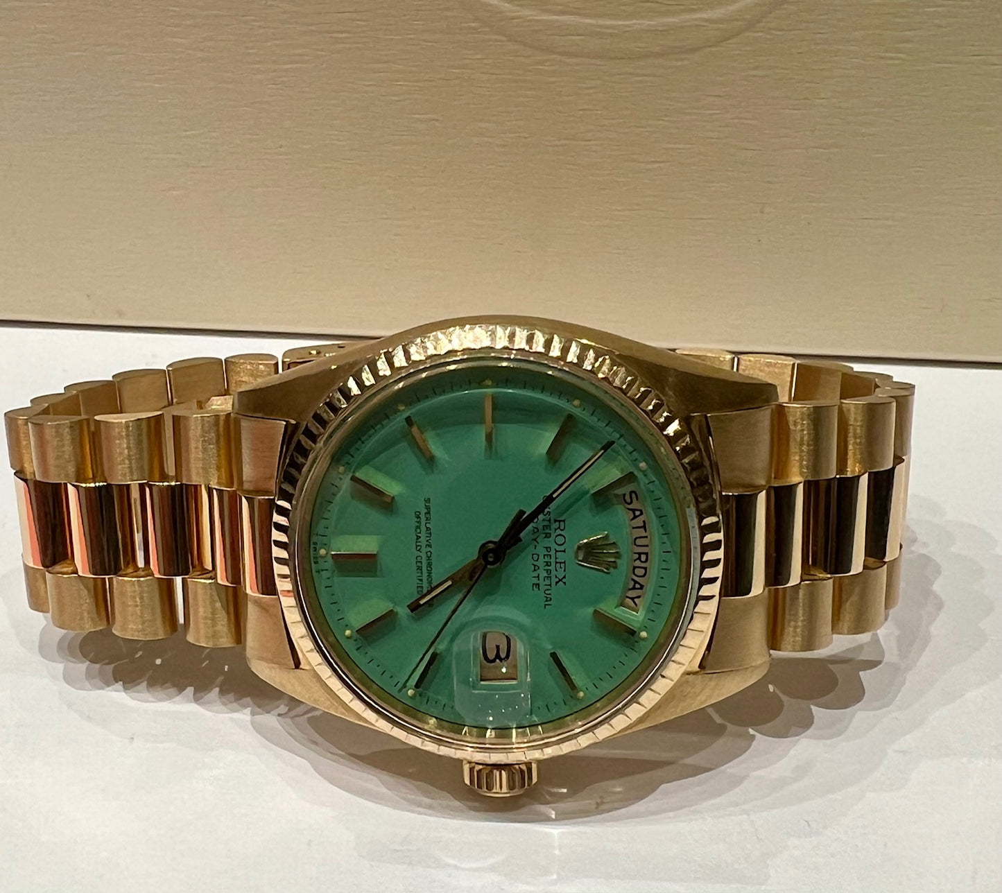 Rolex Day-Date 36mm Green Acquamarina Dial 1972 Box&Paper