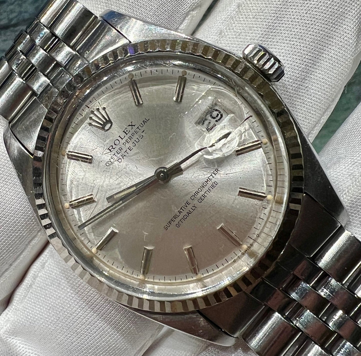 Rolex Datejust 36mm 1600 Silver Dial Jubilèe 1971 BEZEL 1601 white gold