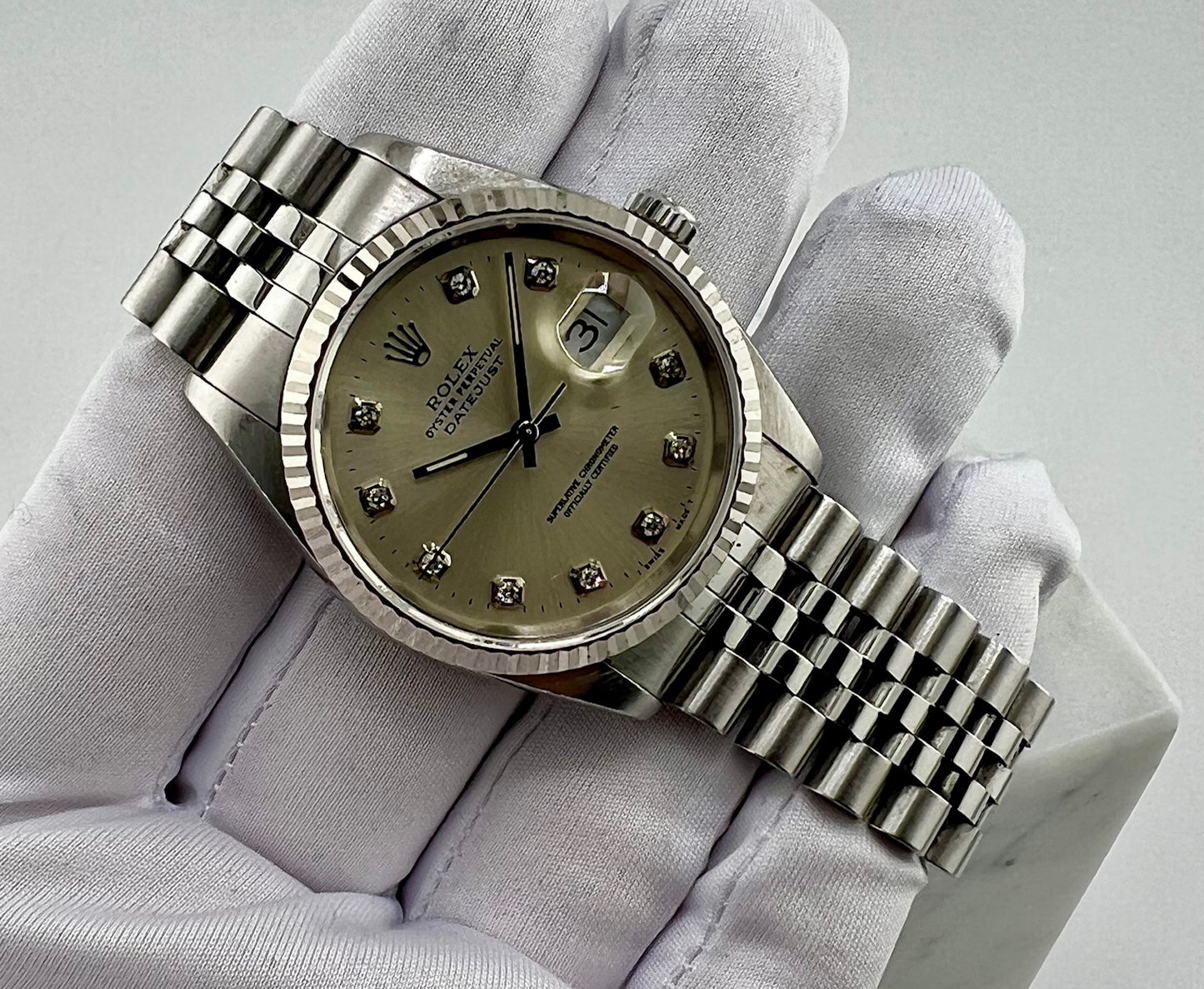Rolex Datejust 36mm 16234 Silver Dial Diamond Index jubilèe 1991