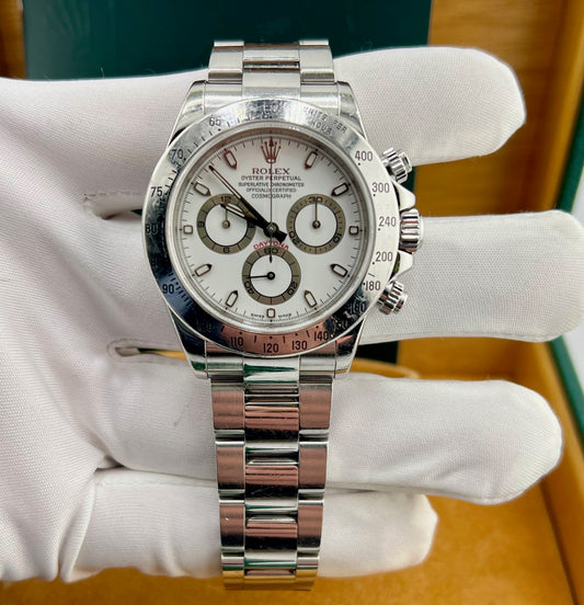 Rolex Daytona 116520White Dial 2004 Full Set ITA Never Polished
