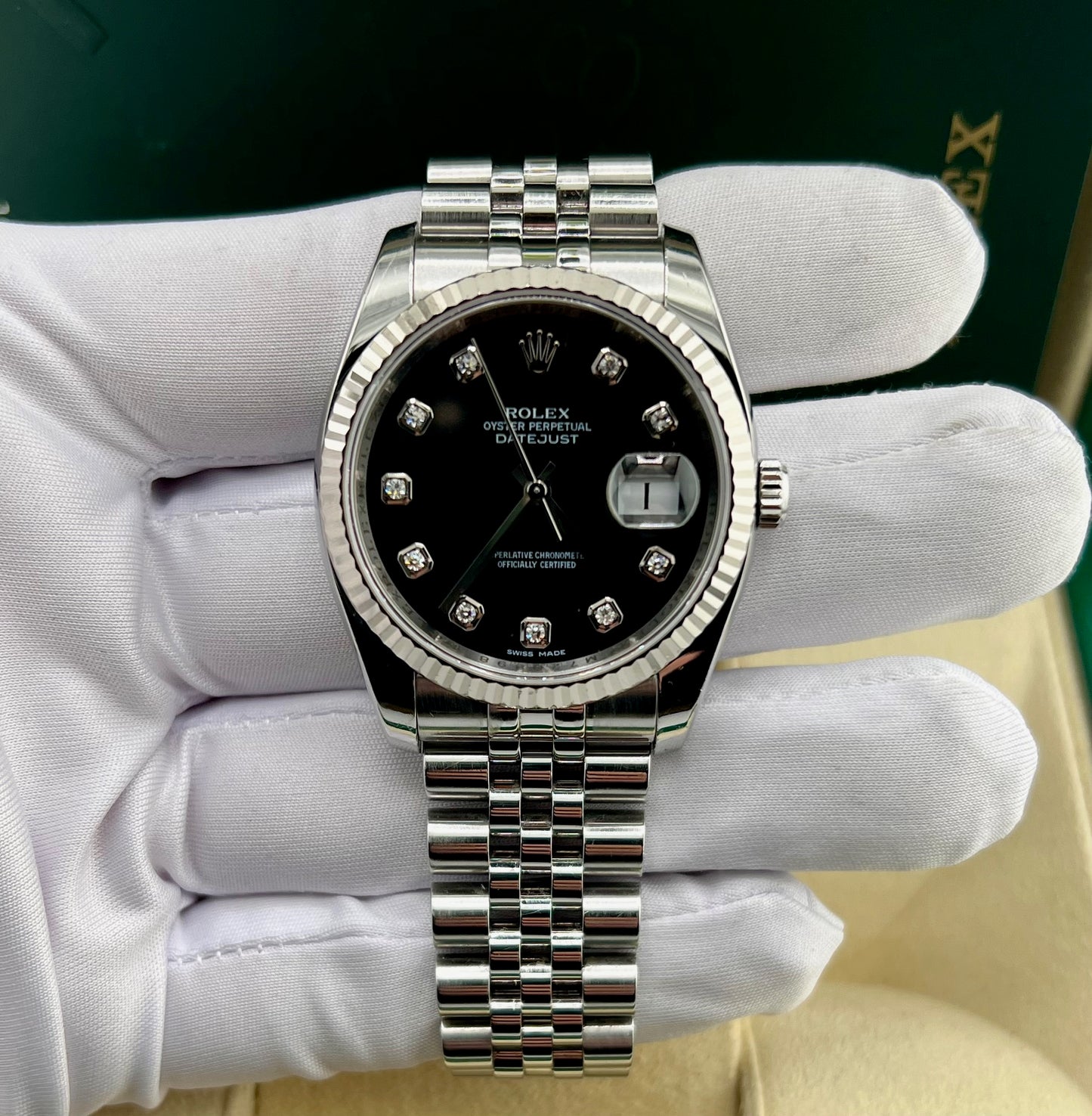 Rolex Datejust 36mm 116234 Jubilèe Black Dial Diamond Index 2008 No Paper Rolex