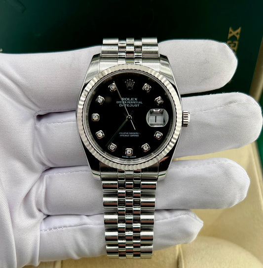 Rolex Datejust 36mm 116234 Jubilèe Black Dial Diamond Index 2008 No Paper Rolex