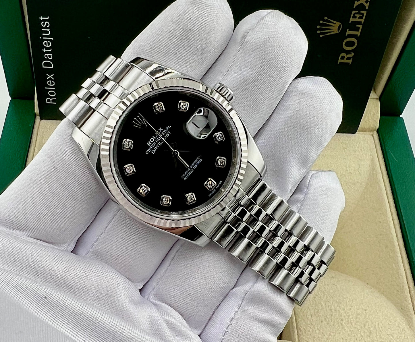 Rolex Datejust 36mm 116234 Jubilèe Black Dial Diamond Index 2008 No Paper Rolex