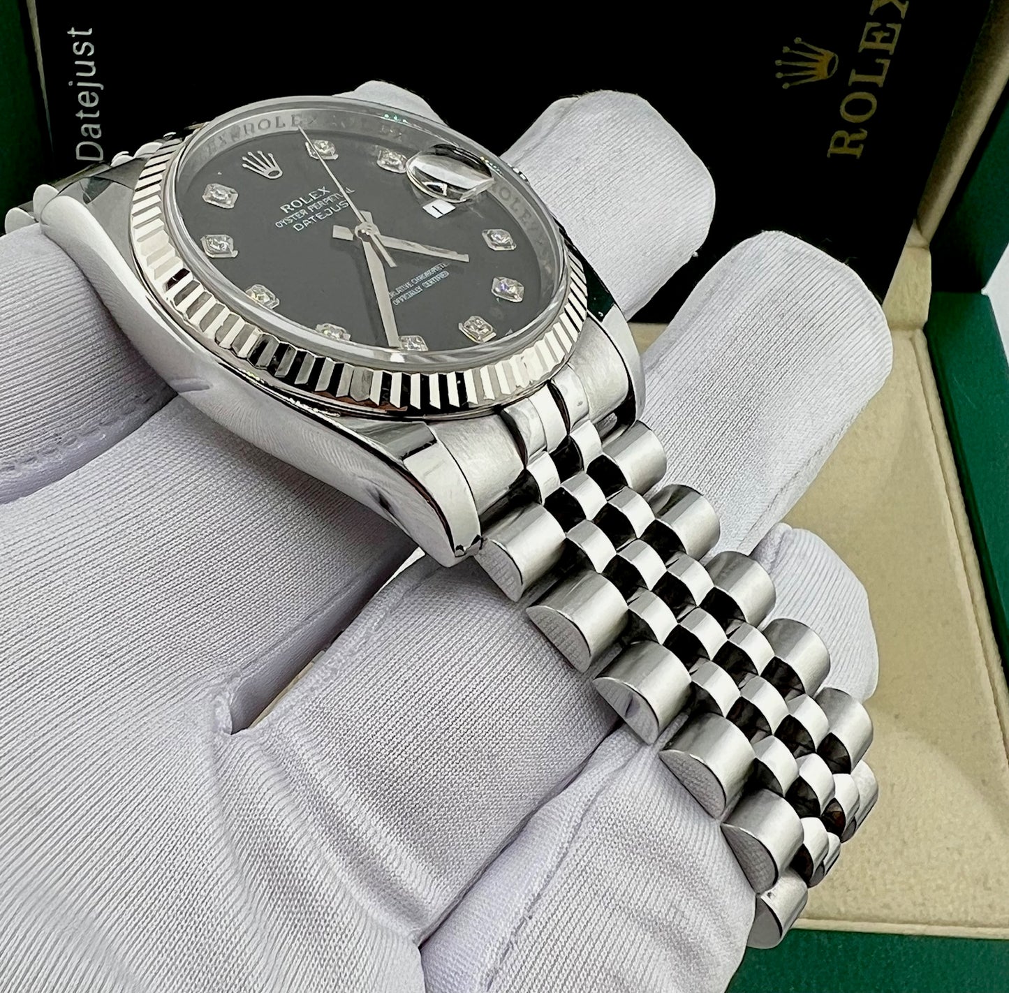 Rolex Datejust 36mm 116234 Jubilèe Black Dial Diamond Index 2008 No Paper Rolex