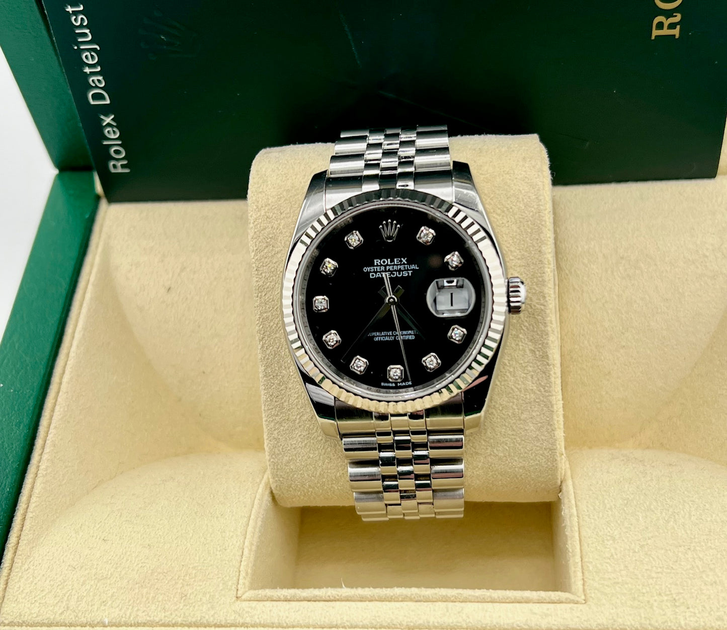 Rolex Datejust 36mm 116234 Jubilèe Black Dial Diamond Index 2008 No Paper Rolex