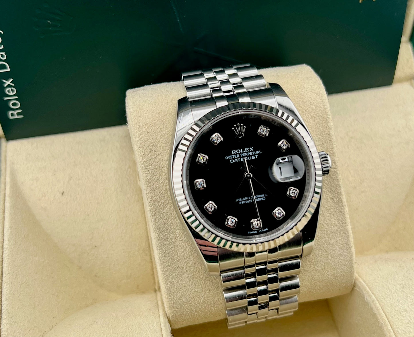 Rolex Datejust 36mm 116234 Jubilèe Black Dial Diamond Index 2008 No Paper Rolex