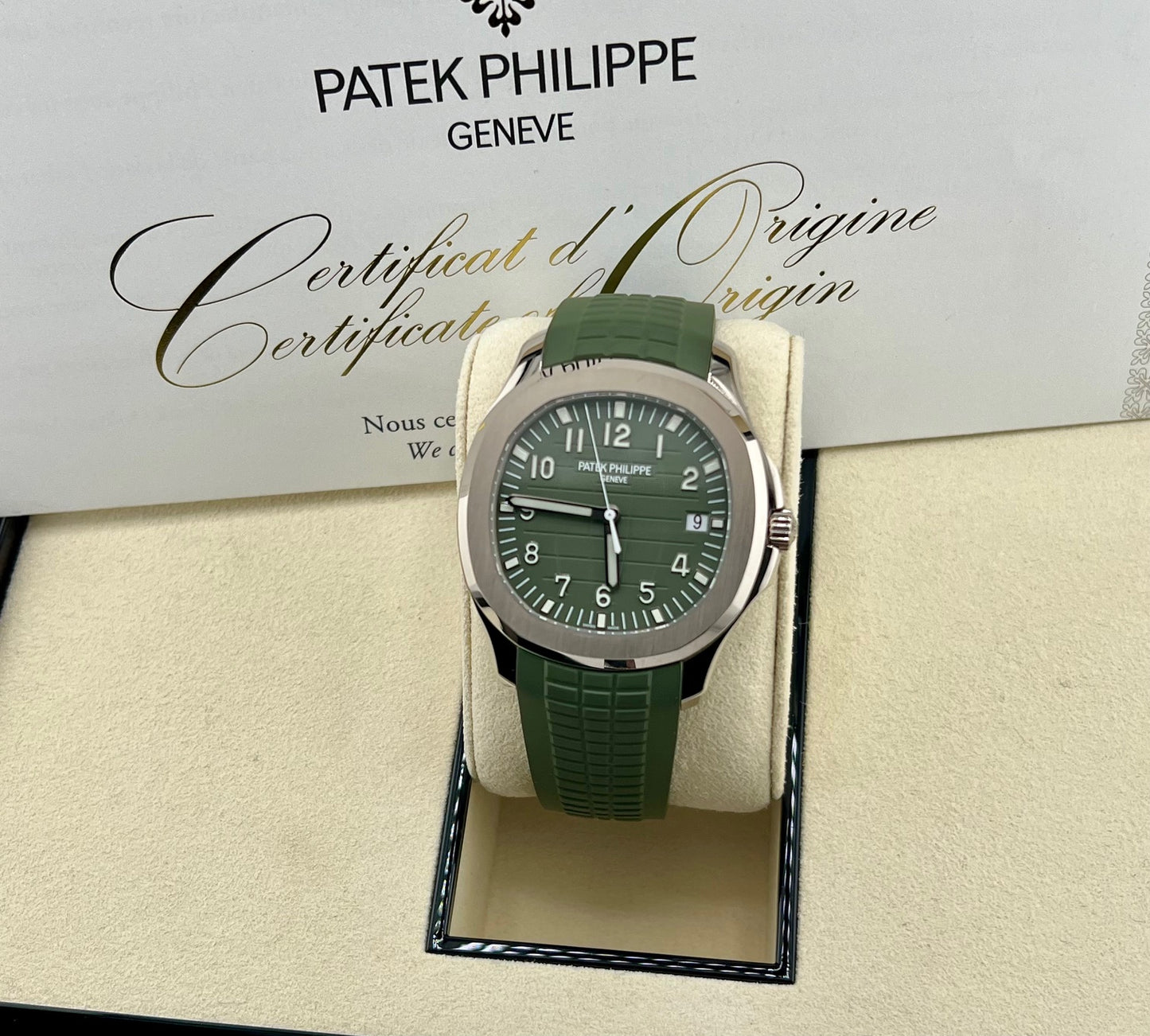 Patek Philippe Aquanaut 5168G White Gold Green Dial 2023 Top Condition