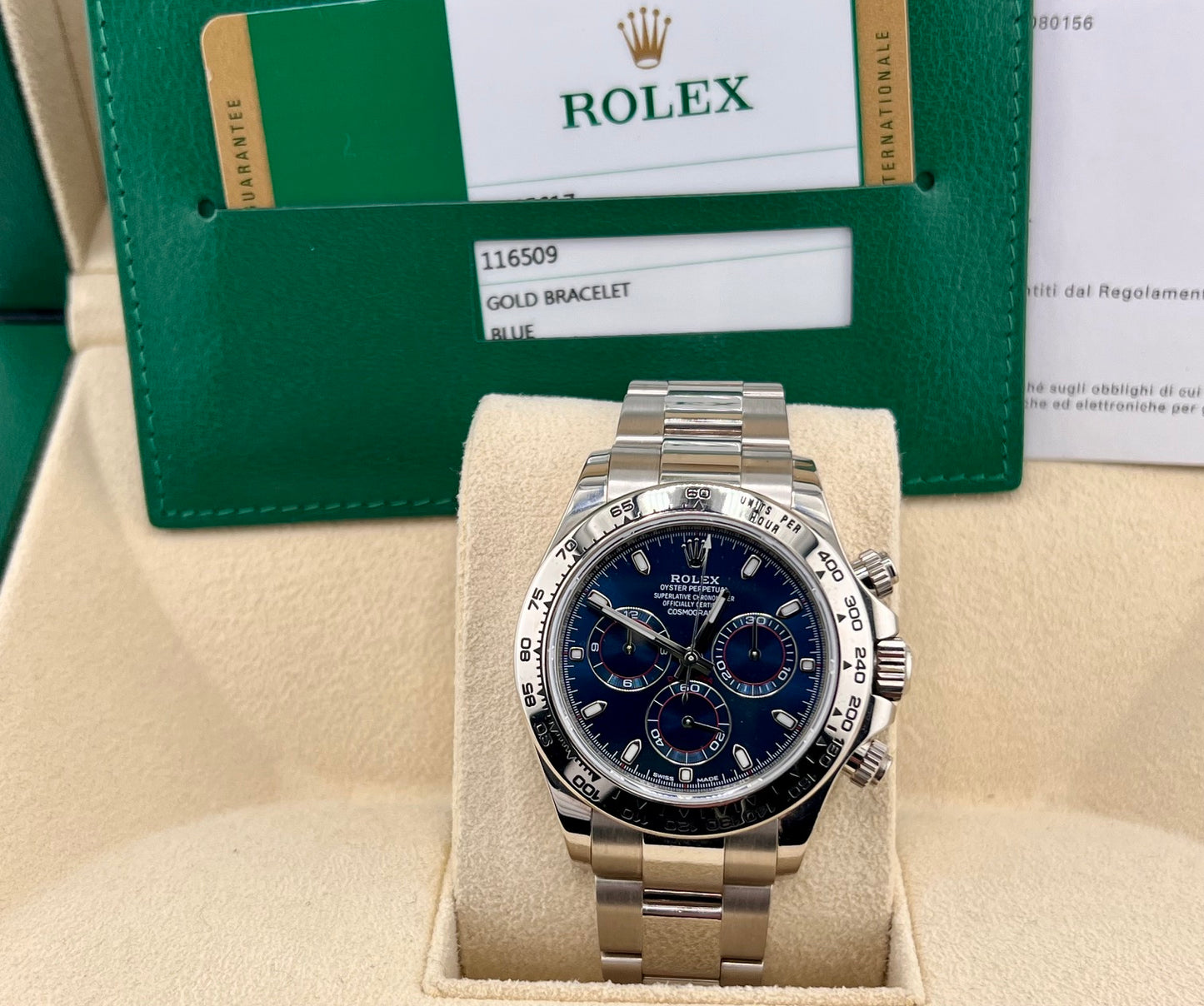 Rolex Daytona 116509 Blue Dial Full Set 2017 ITA 11 links 1/2
