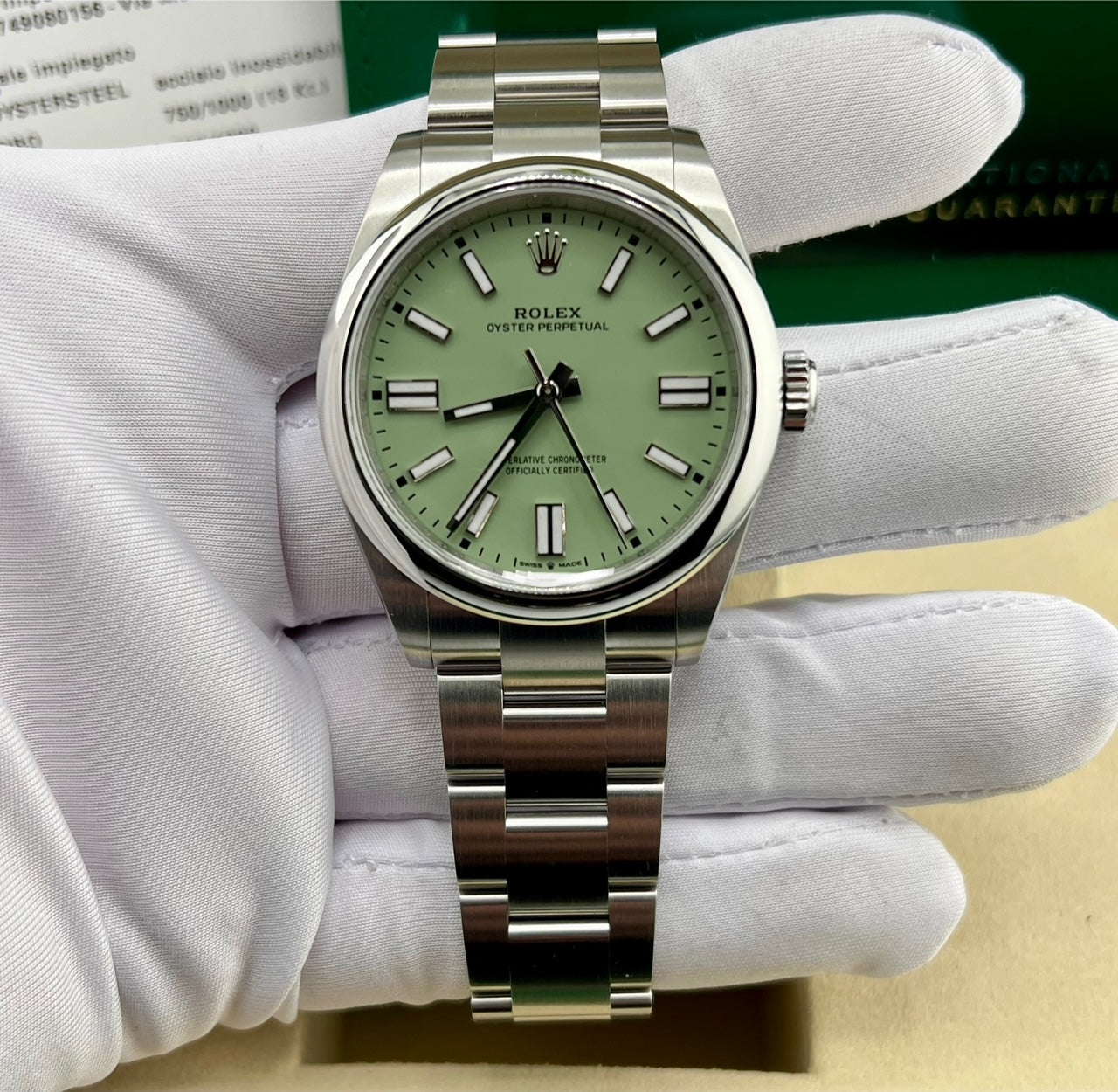 Rolex Oyster Perpetual Stainless Dial (2025) ''Pistacchio'' NEW
