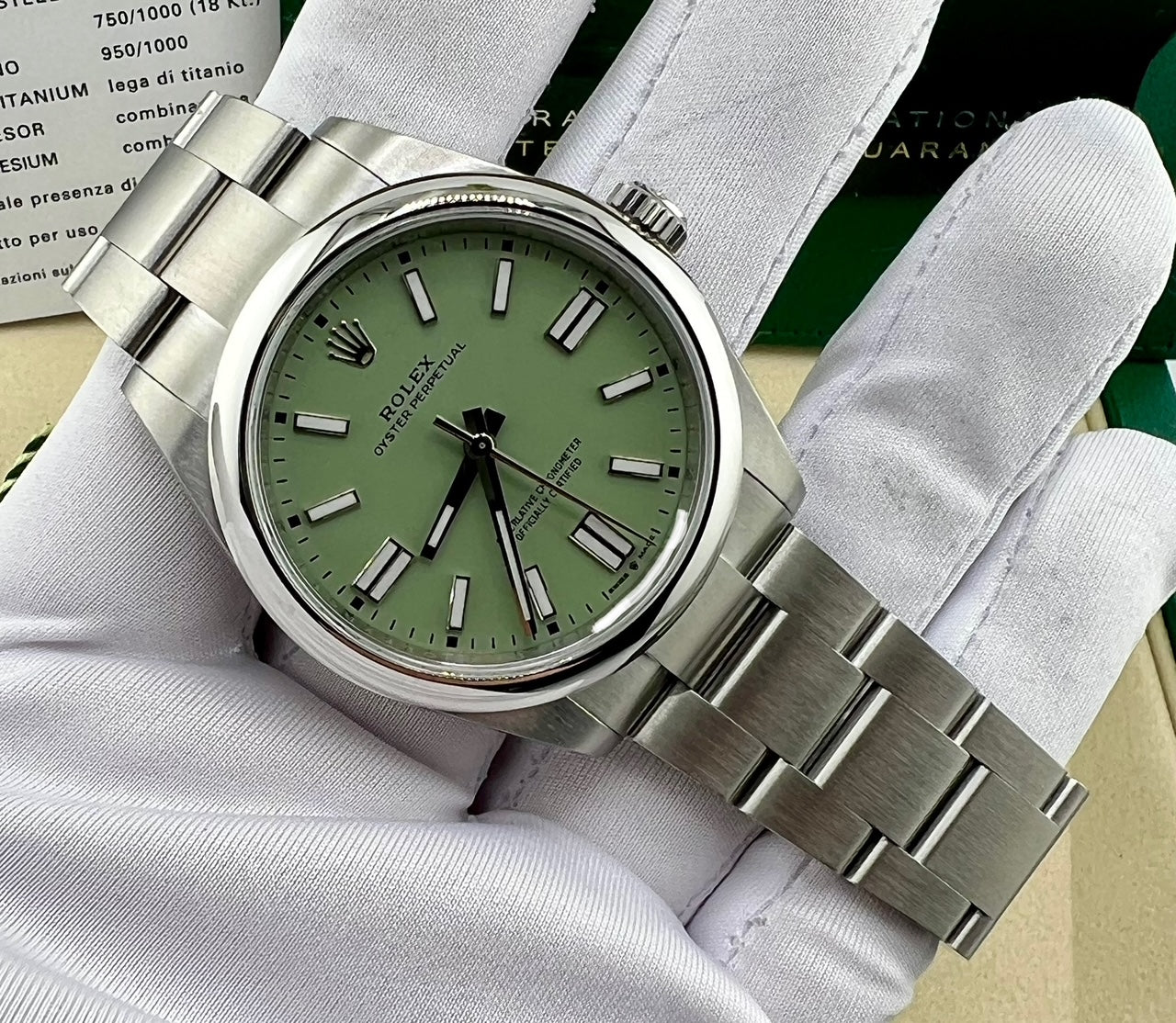 Rolex Oyster Perpetual Stainless Dial (2025) ''Pistacchio'' NEW