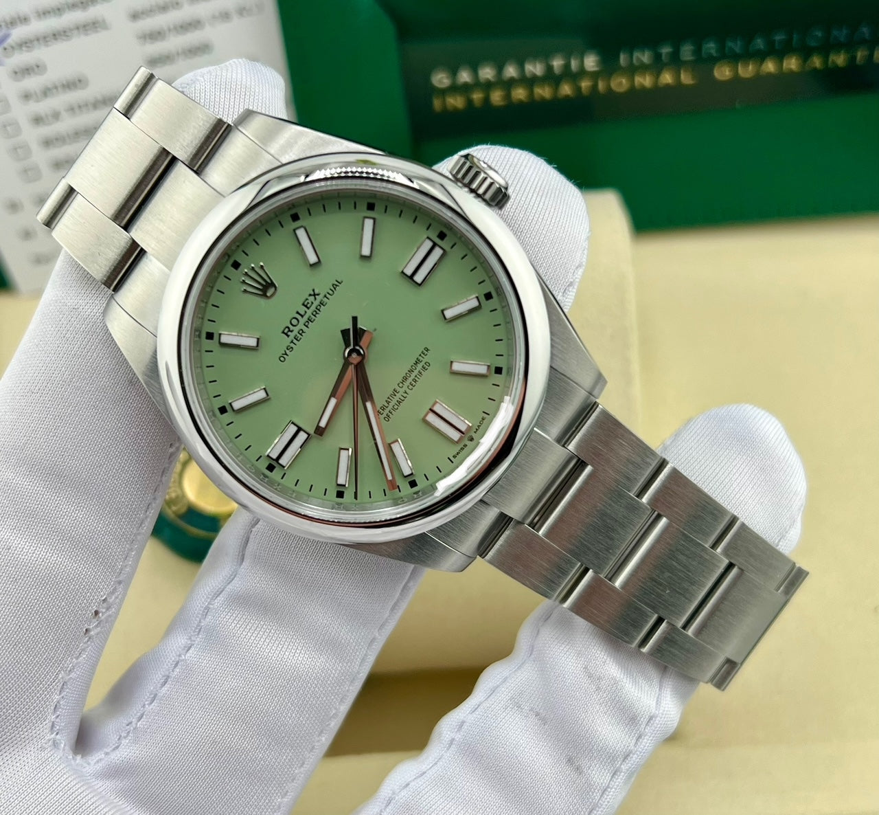 Rolex Oyster Perpetual Stainless Dial (2025) ''Pistacchio'' NEW