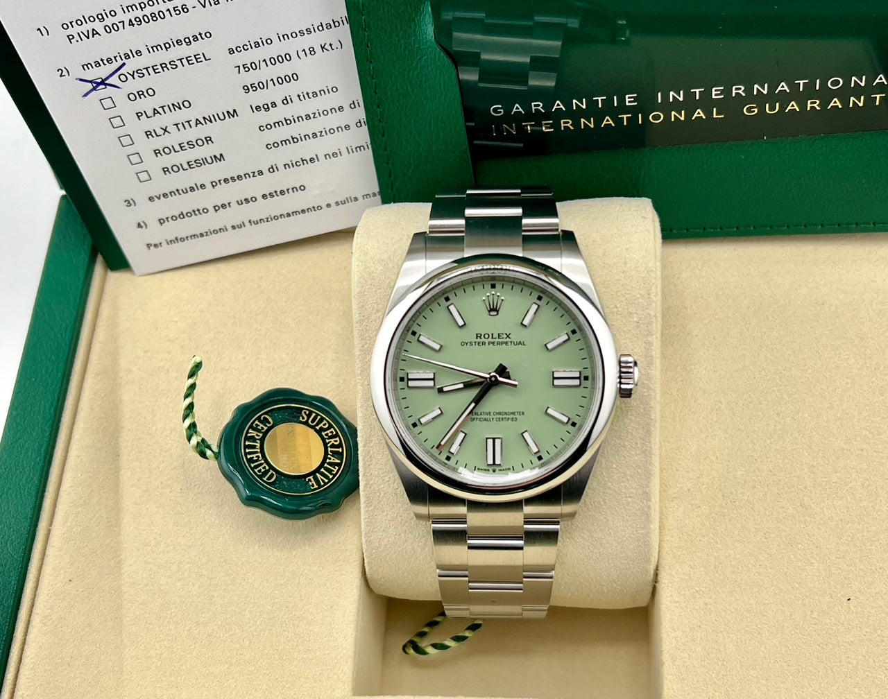 Rolex Oyster Perpetual Stainless Dial (2025) ''Pistacchio'' NEW