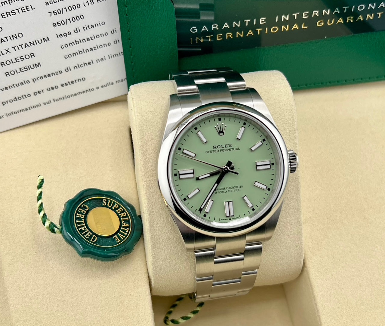 Rolex Oyster Perpetual Stainless Dial (2025) ''Pistacchio'' NEW