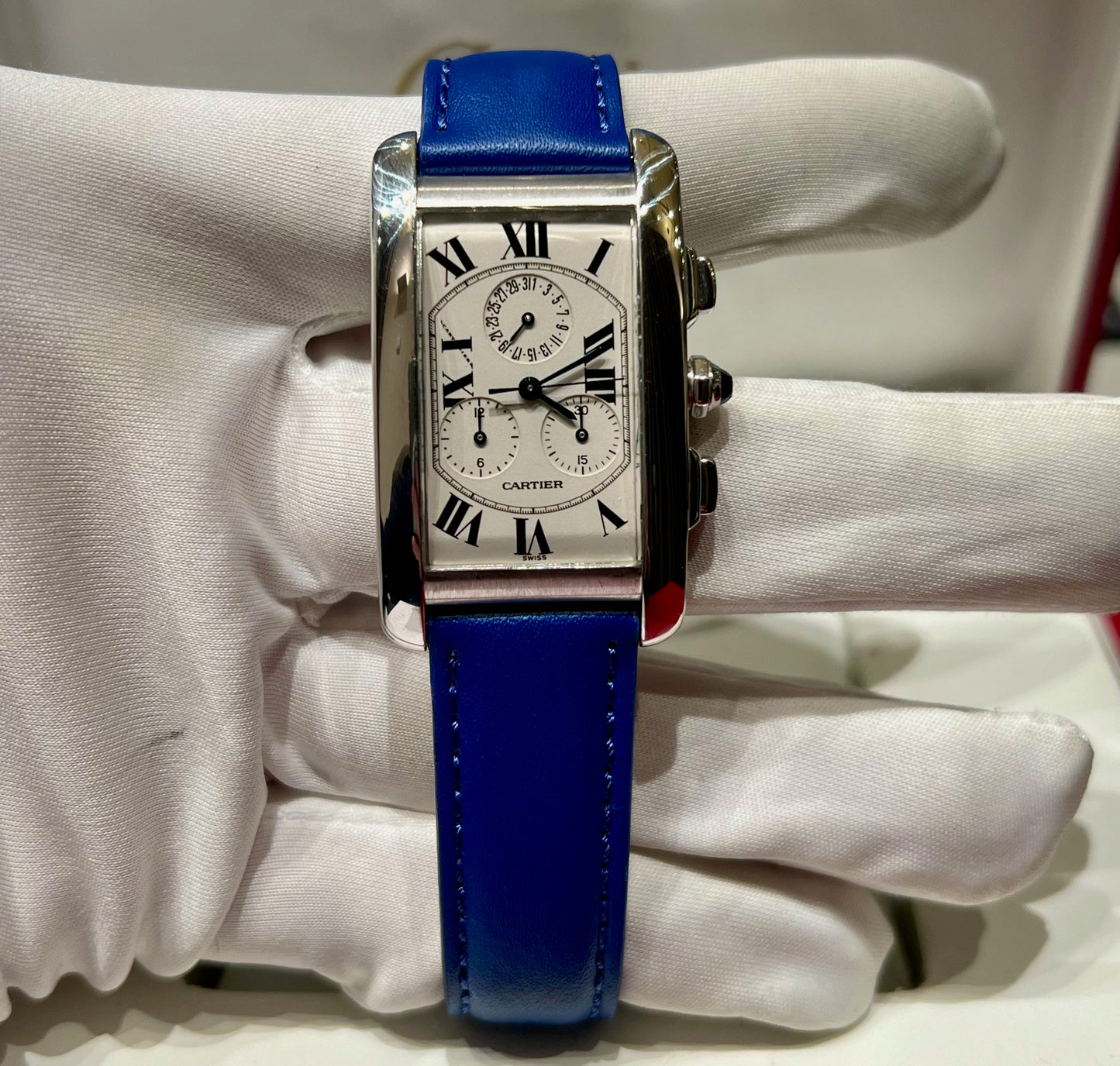 Cartier Tank Americaine Chronograph 2312 Full Set 2008 White Gold