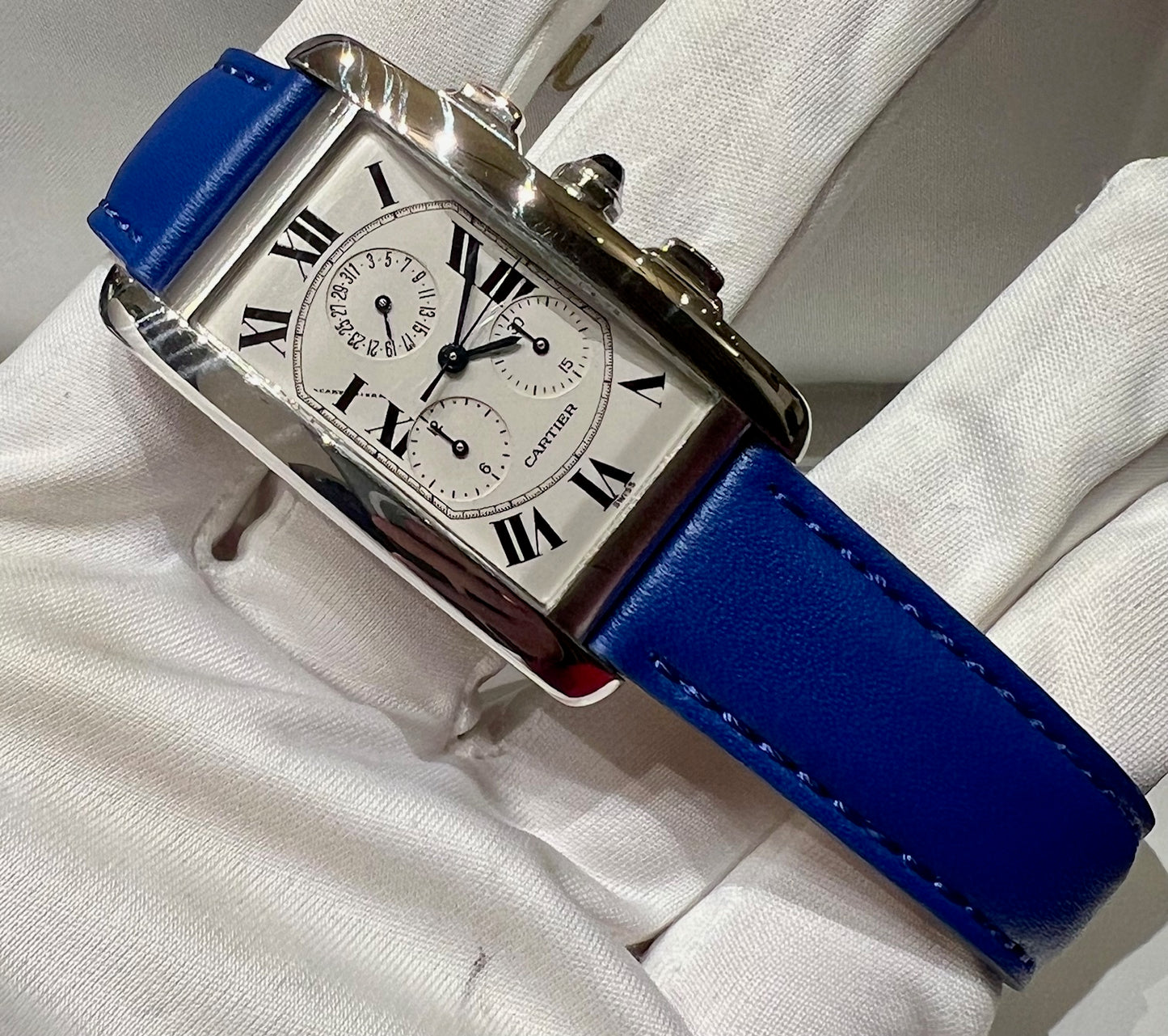 Cartier Tank Americaine Chronograph 2312 Full Set 2008 White Gold