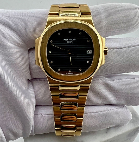 Patek Philippe Nautilus 3800 Yellow Gold Automatic Blue Dial Diamond index 37.5mm 1988