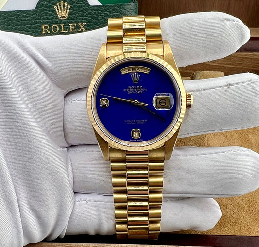 Rolex Day-Date 36mm 18238 Lapislazuli Dial 1990 Box&Paper