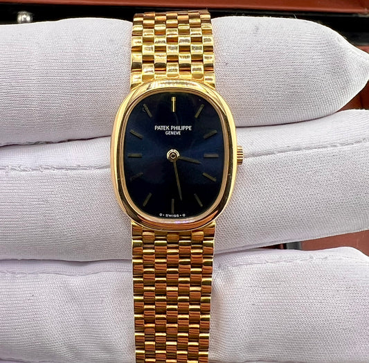 Patek Philippe Ellipse 4764 Quartz 20X24mm Yellow gold only watch blue dial