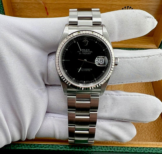 Rolex Datejust 36mm 16234 Black Dial 2004 Full Set Ita