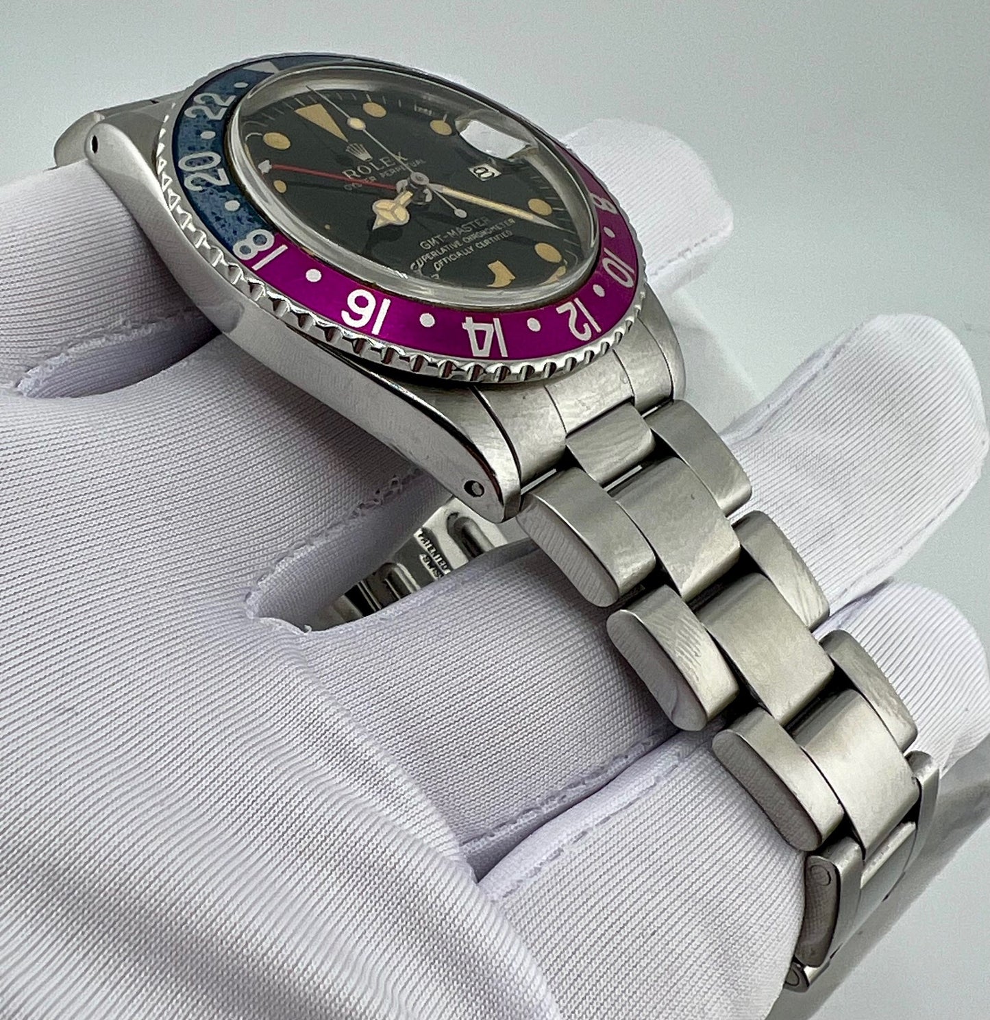 Rolex GMT-Master 1675 Gilt Dial 1967 ''Fucsia Bezel'' only watch solo orologio