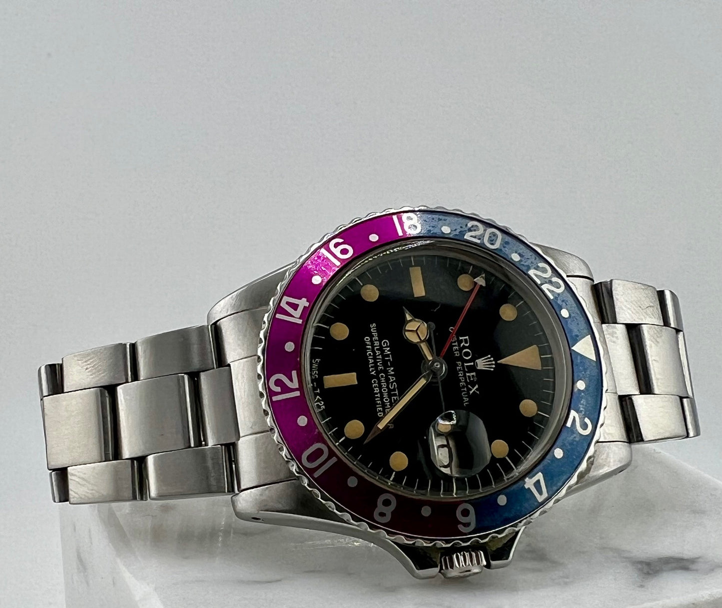 Rolex GMT-Master 1675 Gilt Dial 1967 ''Fucsia Bezel'' only watch solo orologio