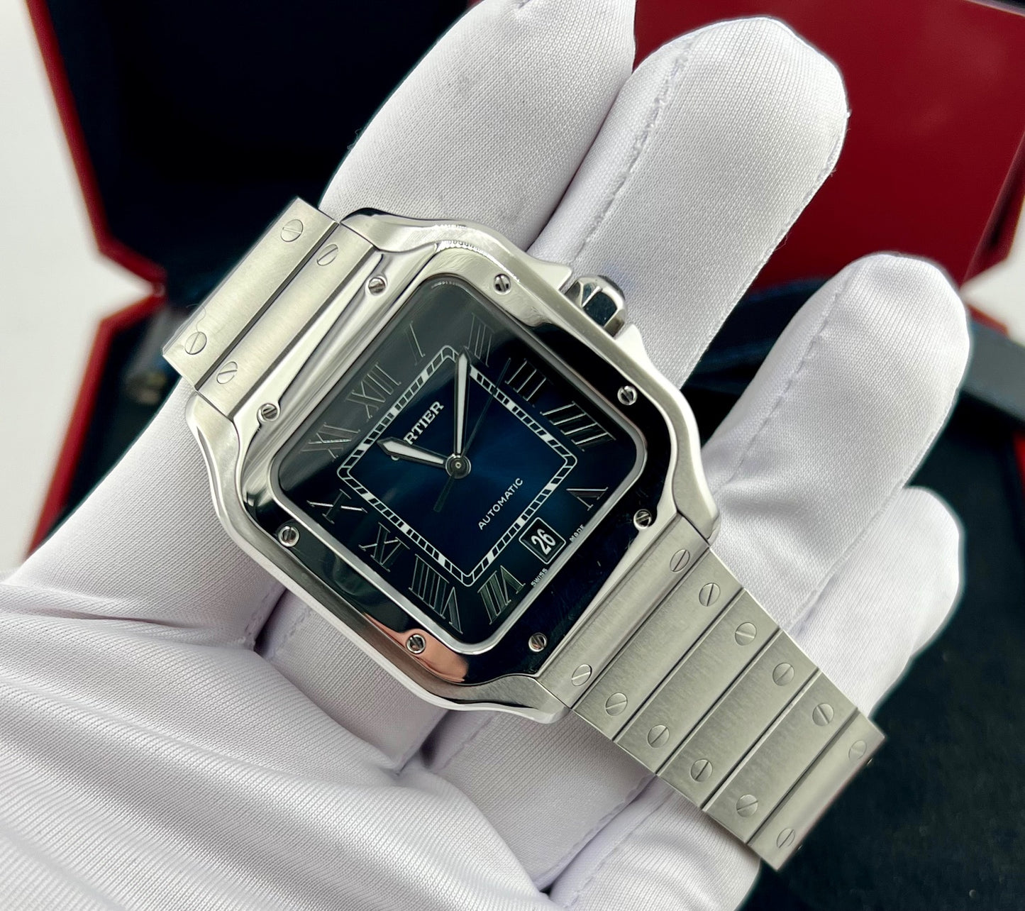 Cartier Santos Large WSSA0013 Blue Dial 2019 Full Set