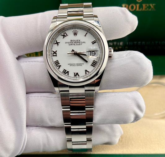 Rolex Datejust 36mm 126200 White Dial Roman Index Oyster 2023 full set