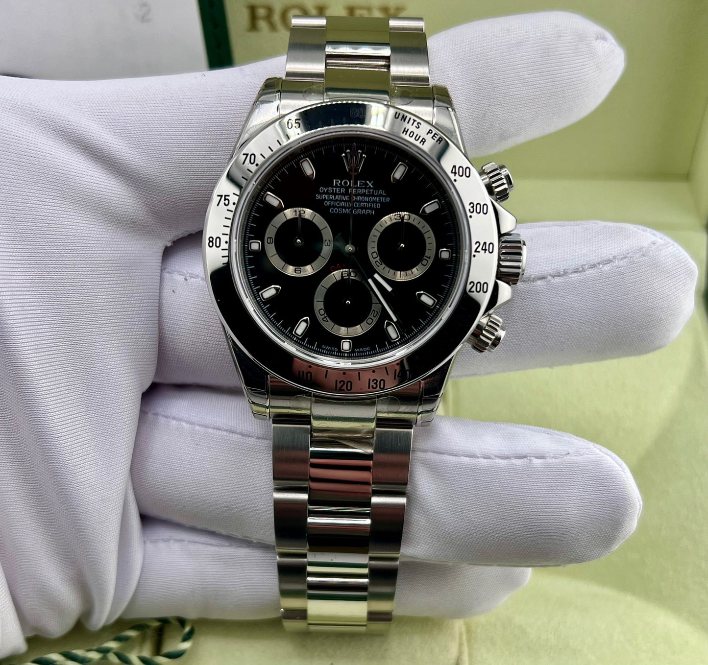 Rolex Daytona 116520 Black Dial 2006 NOS Full Set Full Stickers Ita