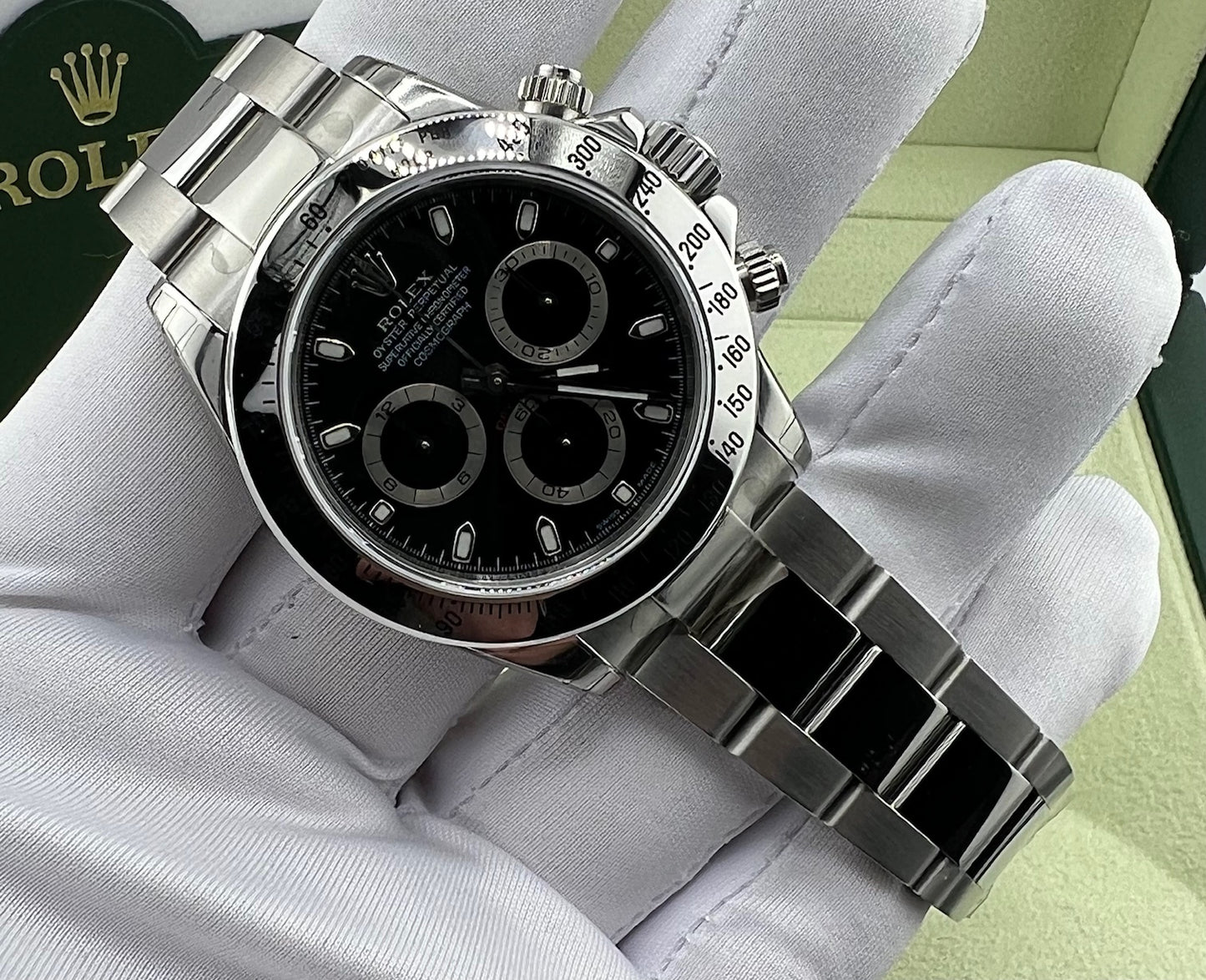 Rolex Daytona 116520 Black Dial 2006 NOS Full Set Full Stickers Ita