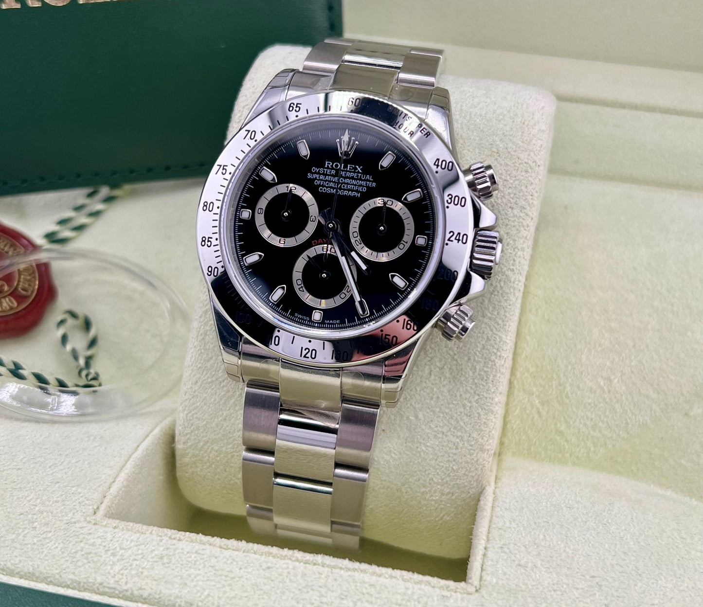Rolex Daytona 116520 Black Dial 2006 NOS Full Set Full Stickers Ita