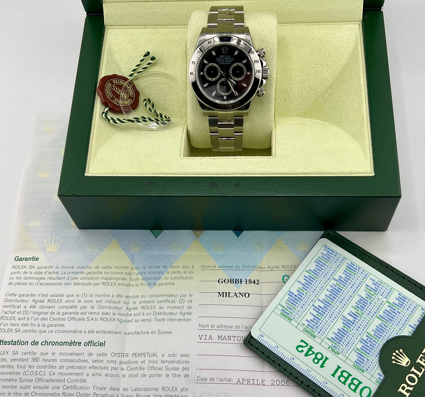 Rolex Daytona 116520 Black Dial 2006 NOS Full Set Full Stickers Ita