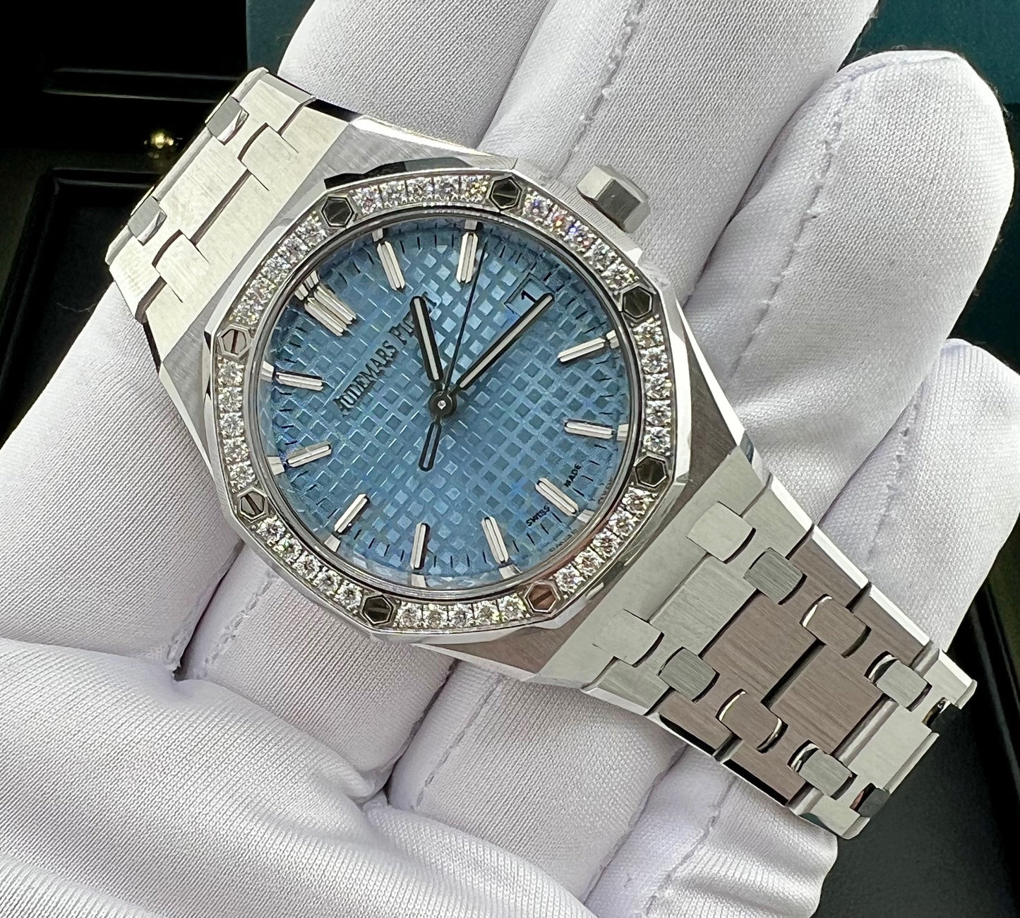 Audemars Piguet Royal Oak Selfwinding 77451ST New 2025 Ice blue 34mm