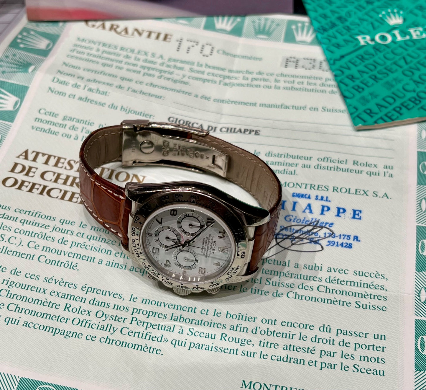 Rolex Daytona 16519 Zenith White Dial 1999 Box&Paper Never Polished