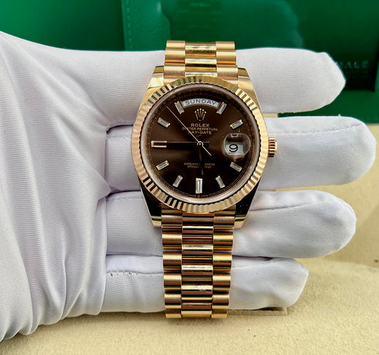 Rolex Day-Date 40mm 228235 Chocolate Baguette index 2022 full set