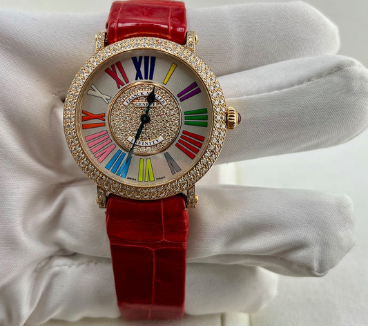 Franck Muller 8038 Master of Complications Damen Quarzuhr 750 Rotgold mit Brillant Besatz 38 mm