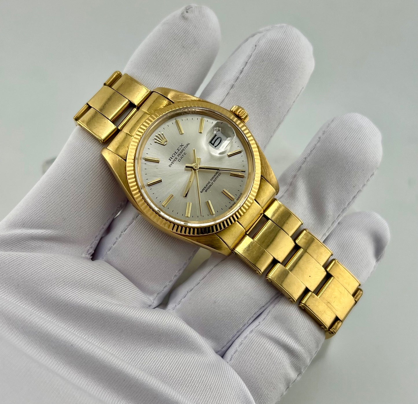 Rolex Oyster Perpetual Date 1503/8 34mm Yellow Gold Dial luminova