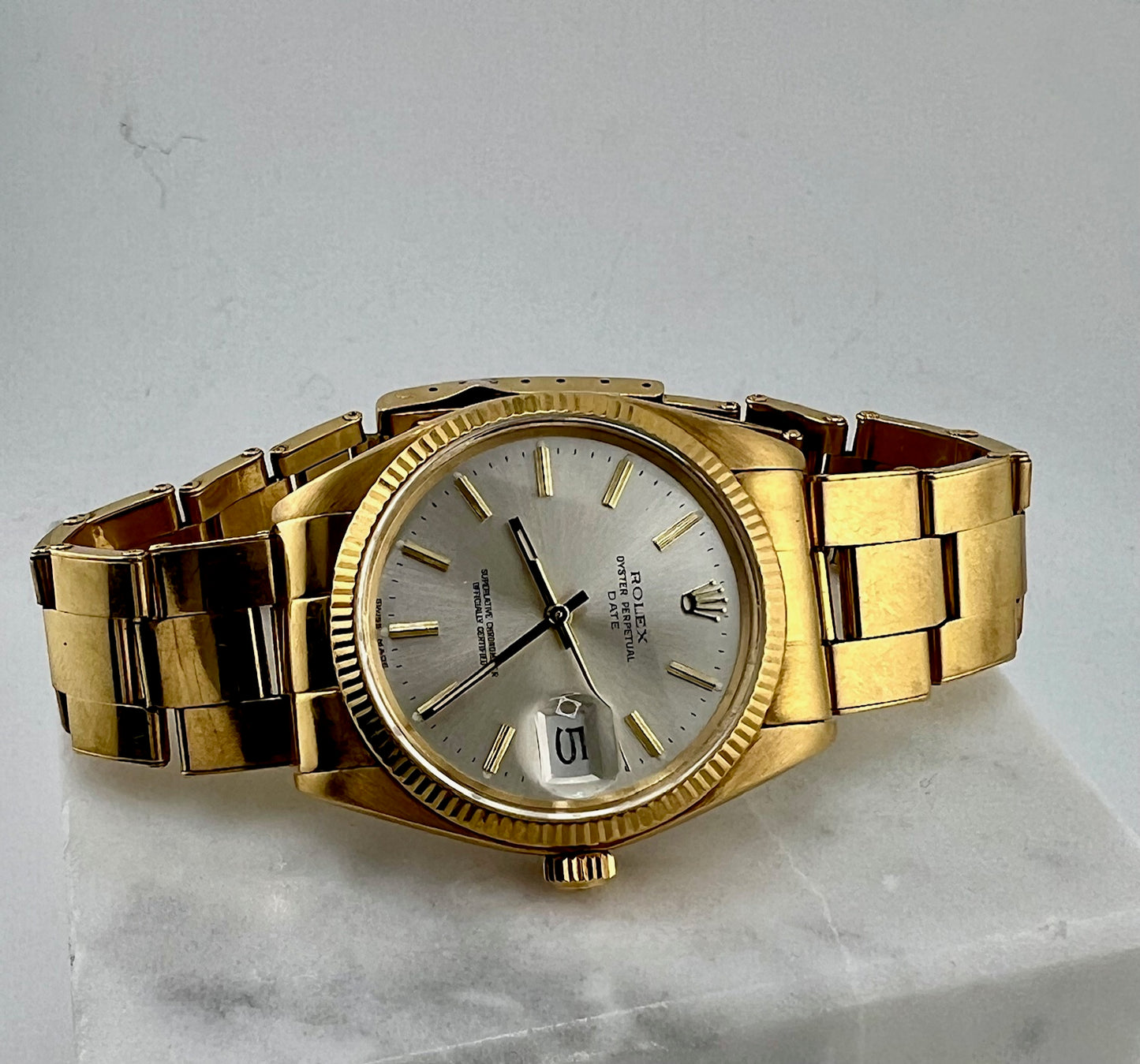 Rolex Oyster Perpetual Date 1503/8 34mm Yellow Gold Dial luminova