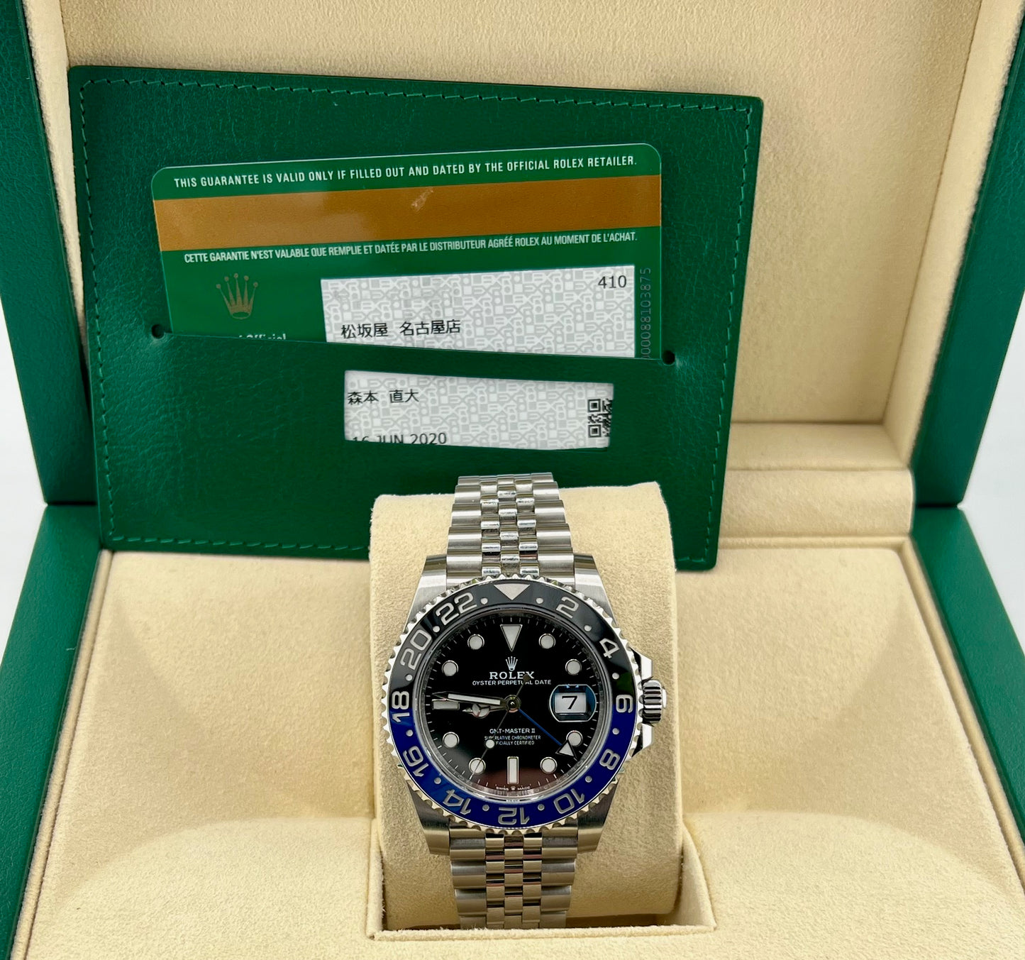 Rolex GMT-Master II ''Batman'' 126710BLNR Jubilèe 2020 Giappone