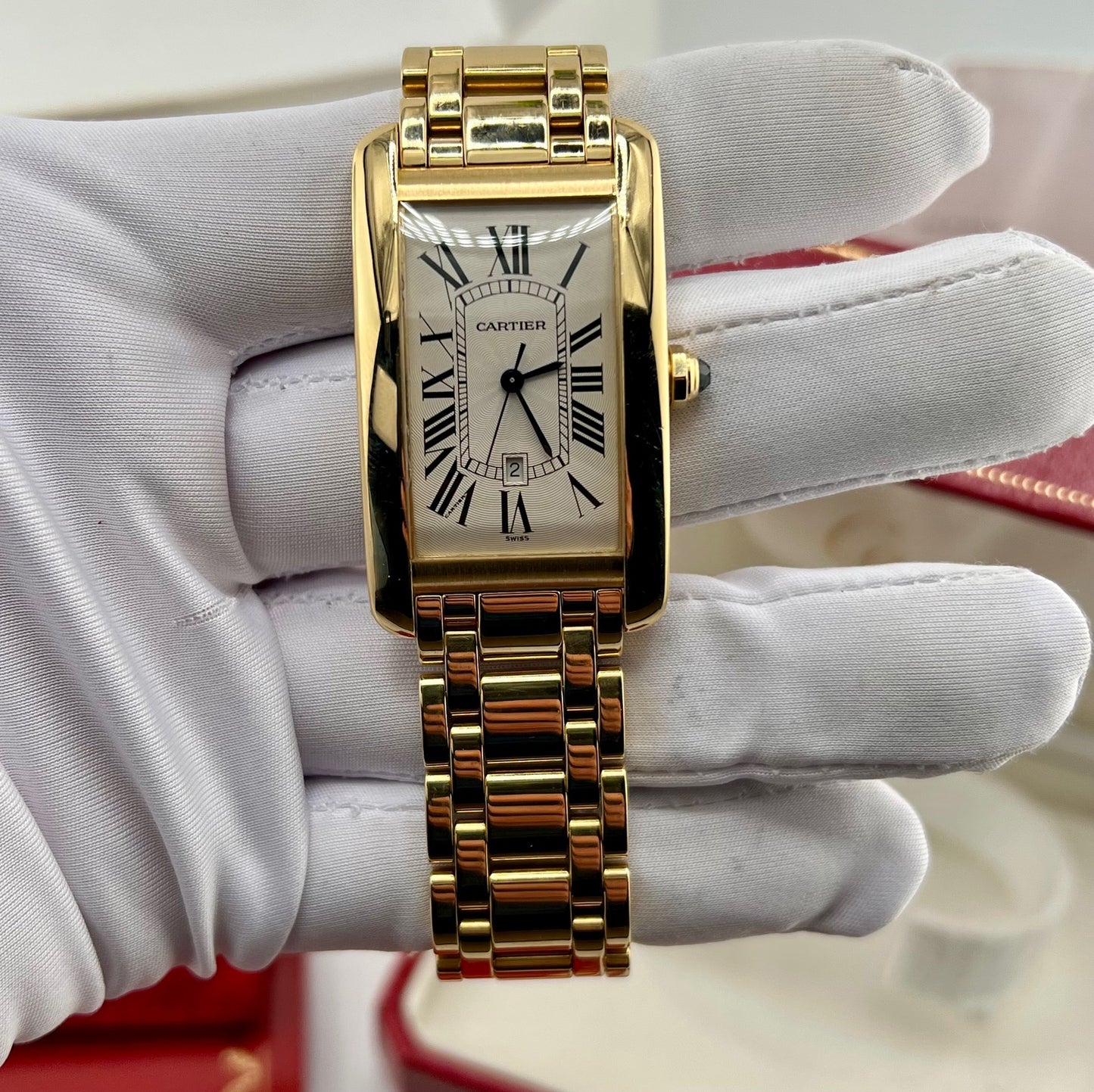 Cartier Tank Americaine automatic large W26031K2 Full Set 1997 yellow gold
