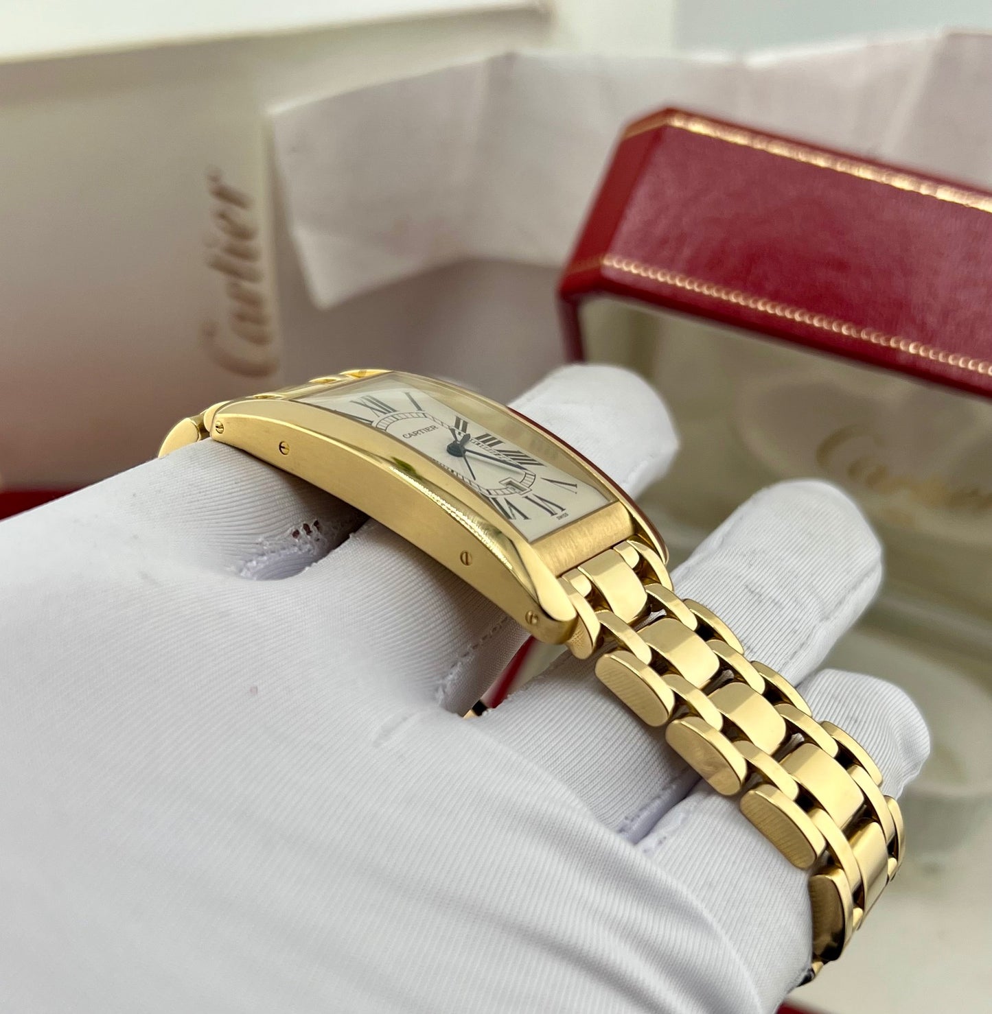 Cartier Tank Americaine automatic large W26031K2 Full Set 1997 yellow gold