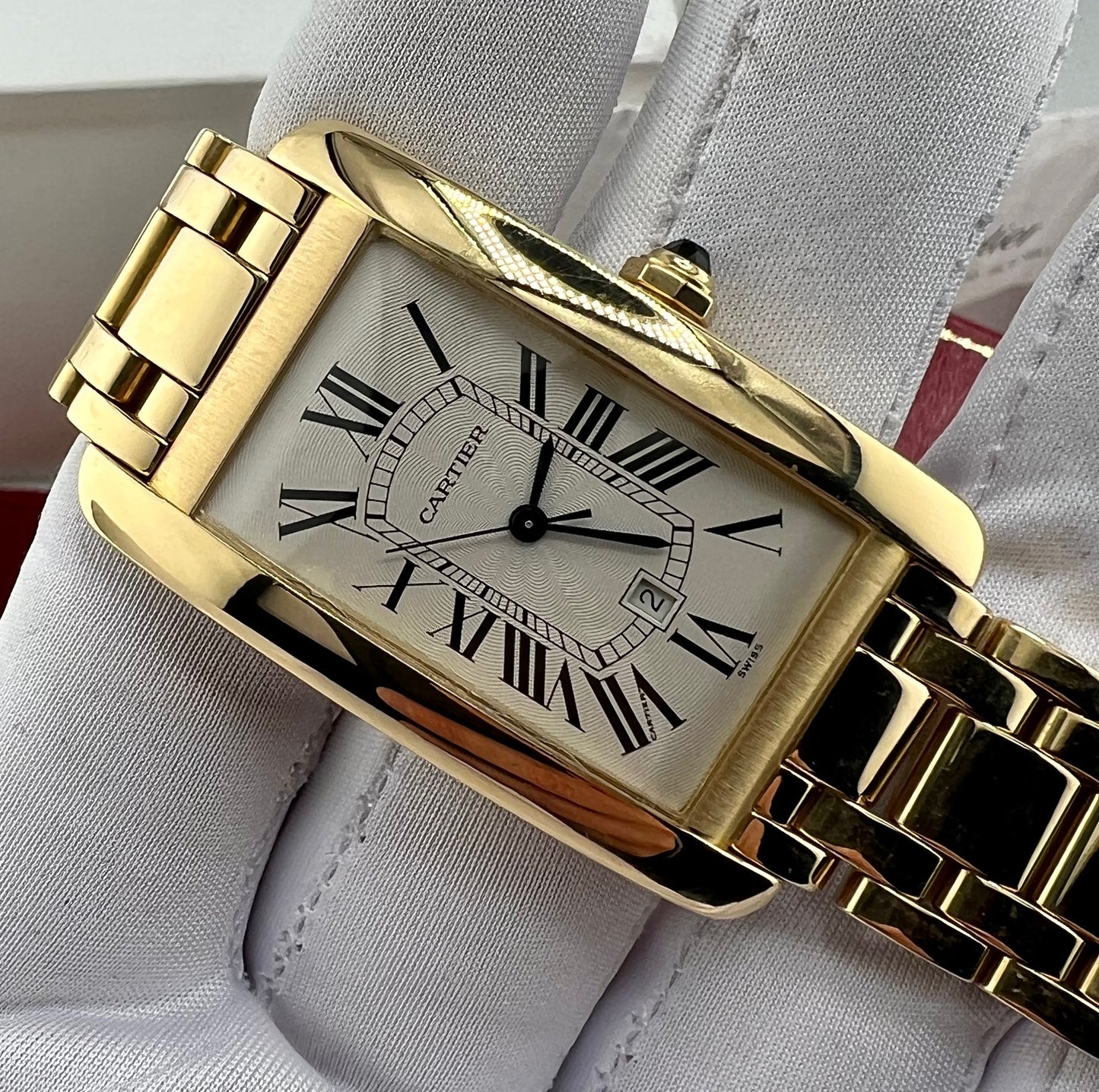 Cartier Tank Americaine automatic large W26031K2 Full Set 1997 yellow gold