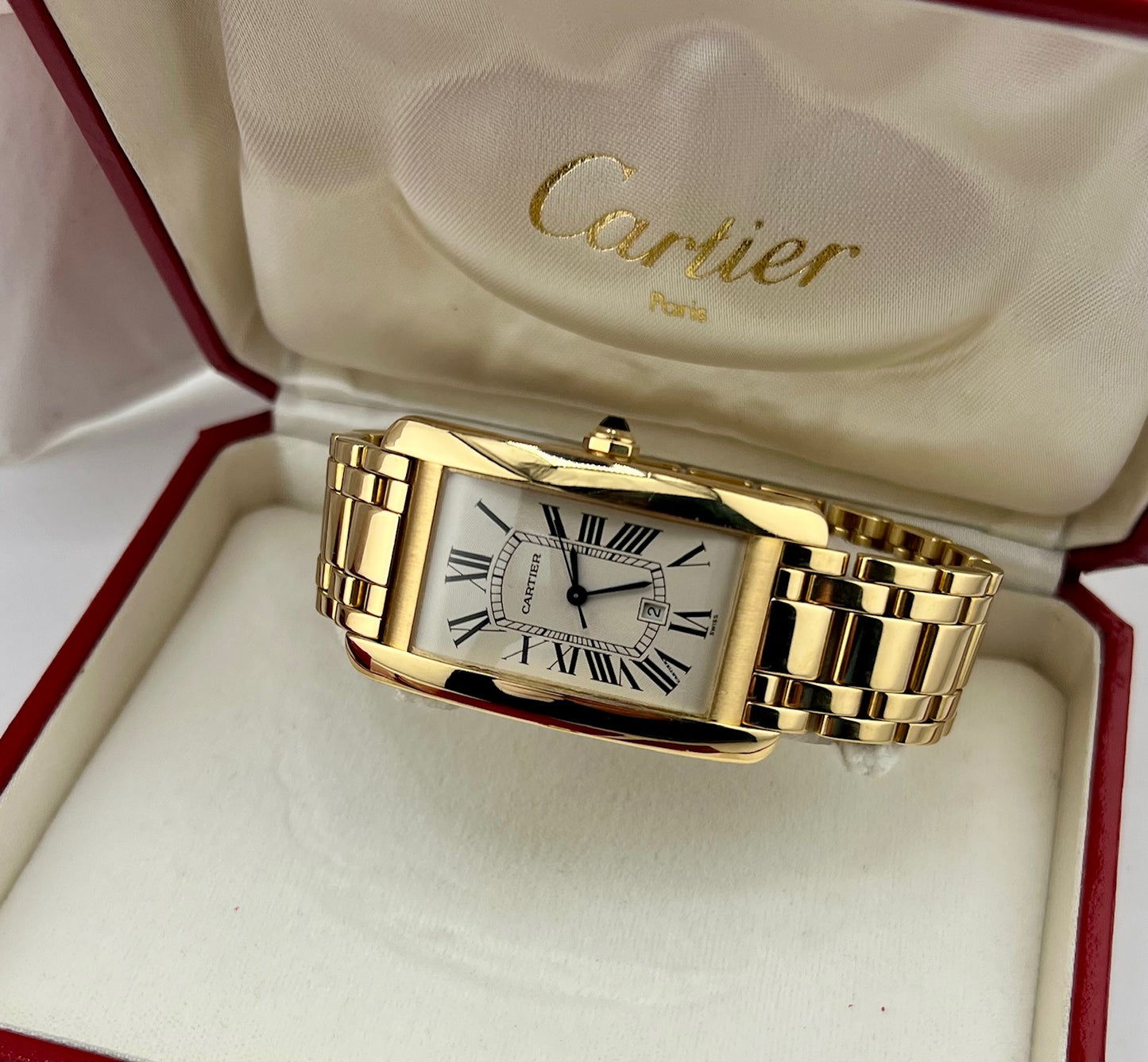 Cartier Tank Americaine automatic large W26031K2 Full Set 1997 yellow gold