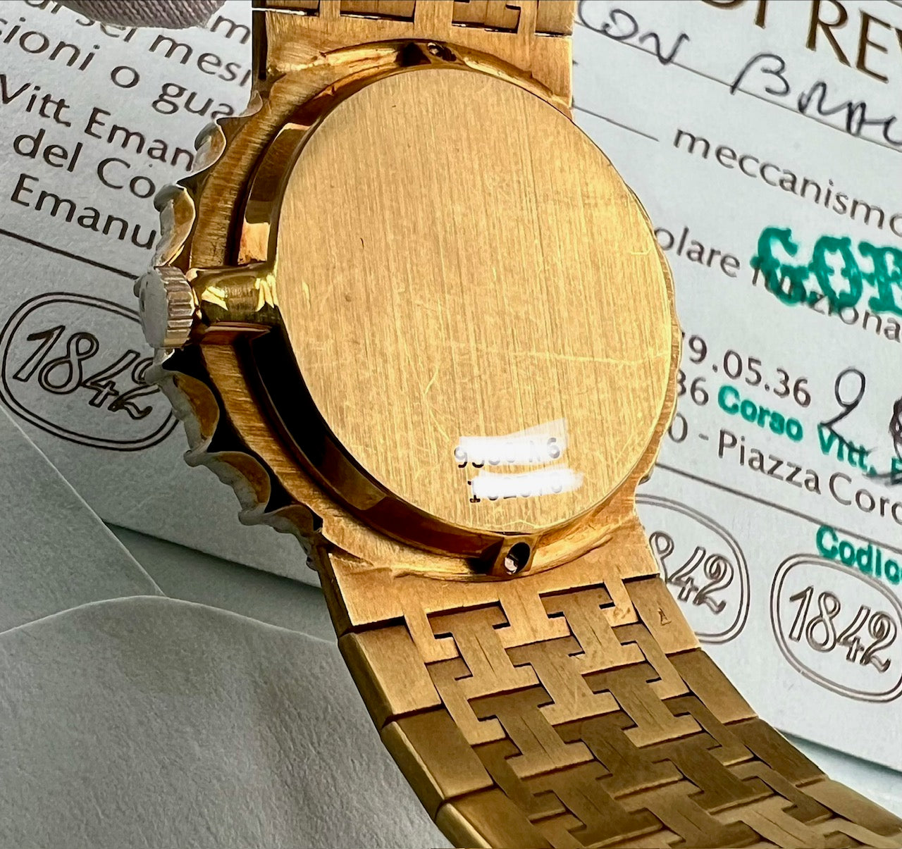 Piaget Vintage Yellow Gold Diamond Bezel Factory 28mm Stone Dial Green