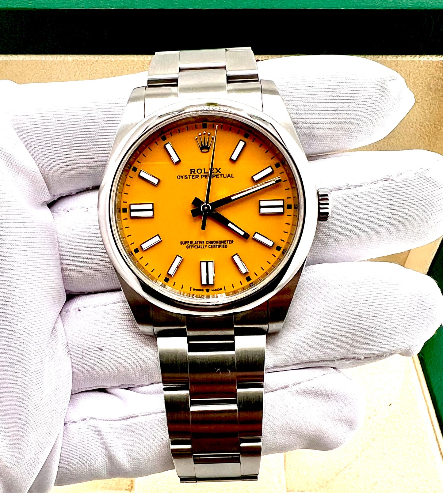 Rolex Oyster Perpetual 41mm 124300 Yellow Dial 2021