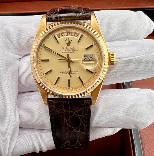 Rolex Day-Date 36mm 1803 Champagne Dial 1977 (Vetro zaffiro) solo orologio