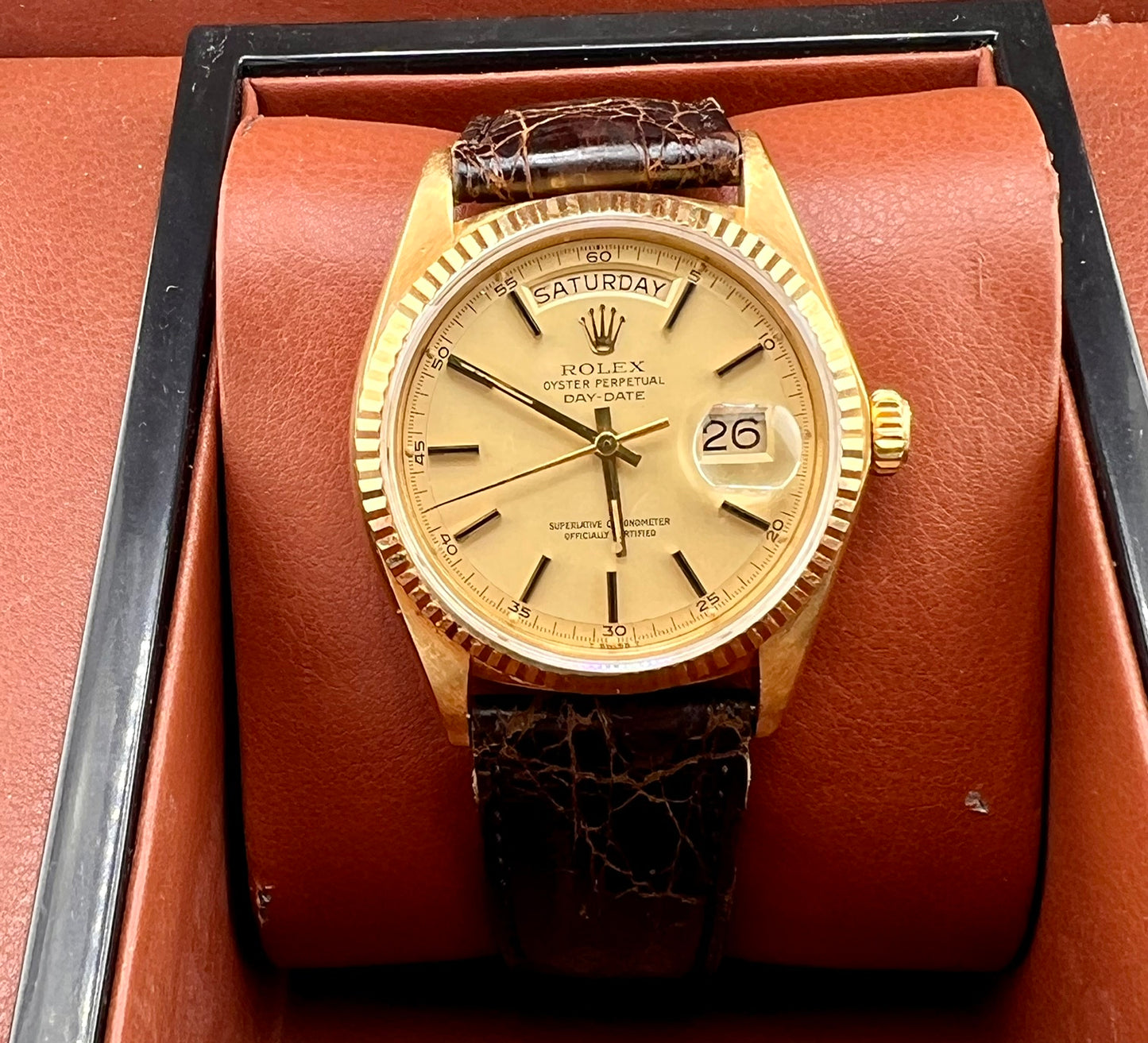Rolex Day-Date 36mm 1803 Champagne Dial 1977 (Vetro zaffiro) solo orologio