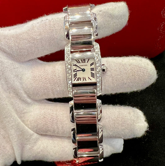 Cartier Tankissime 2825 lady white gold diamond bezel factory NOS