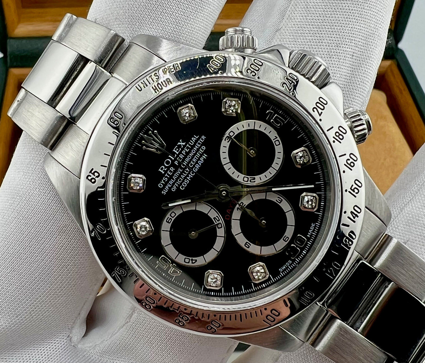 Rolex Daytona Zenith 16520 Black Diamond Index (16519) Box&Paper